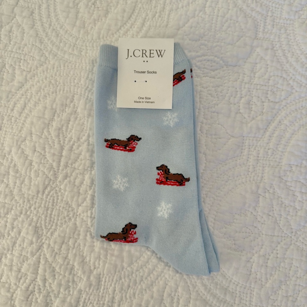 J. Crew Blue Socks with Dachshund Pattern